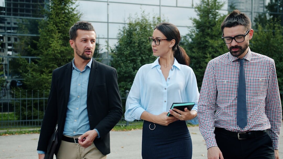 group of business people talking