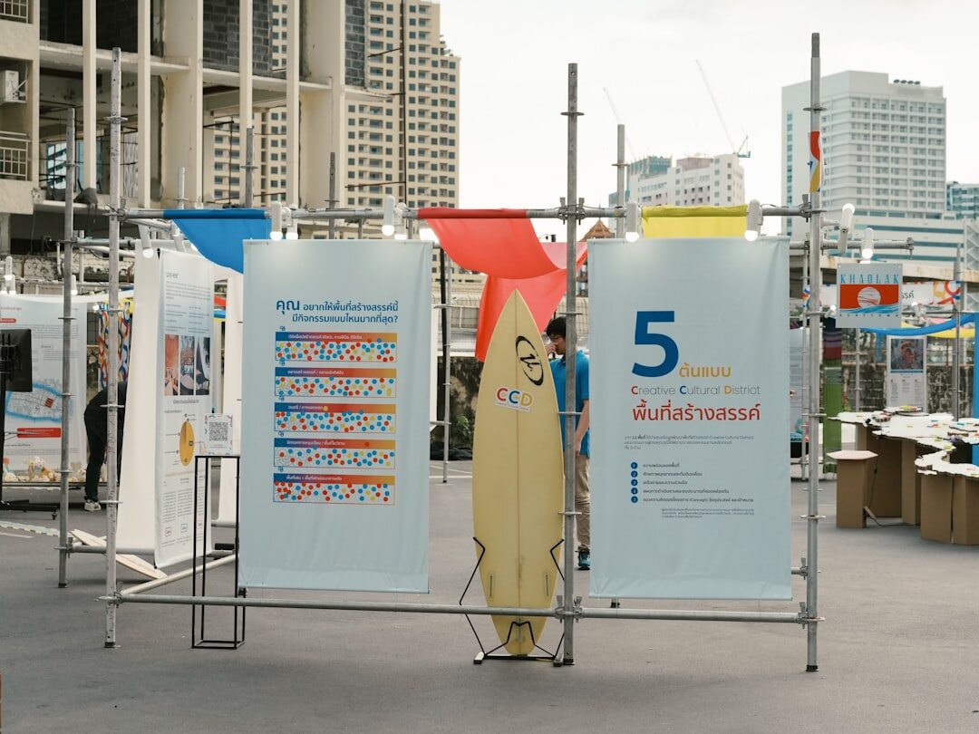 team preparing exhibition stand